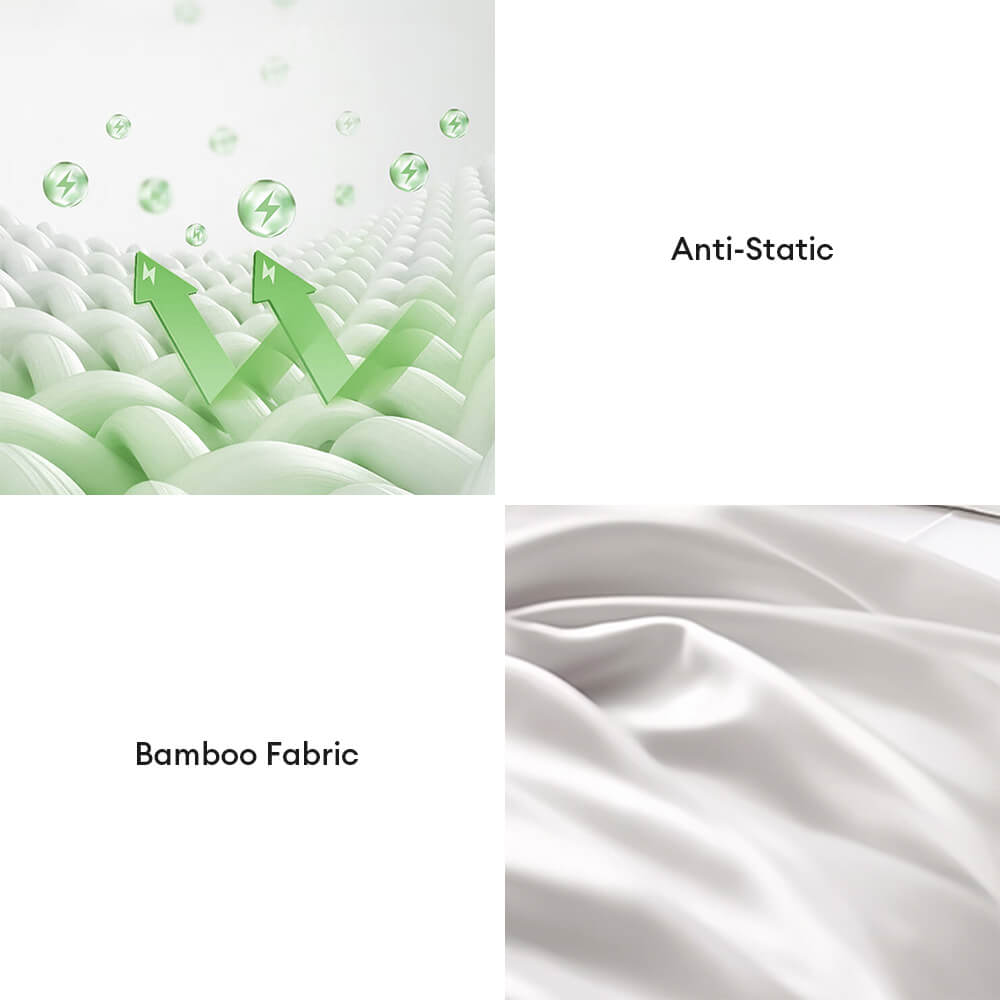 Parure de draps en satin de luxe confortable 100 % bambou avec housse de couette