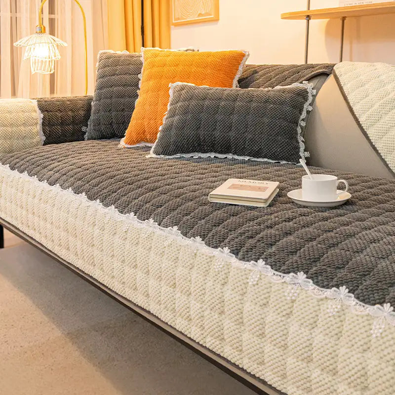 Housse de canapé en velours côtelé chaude et résistante aux éraflures