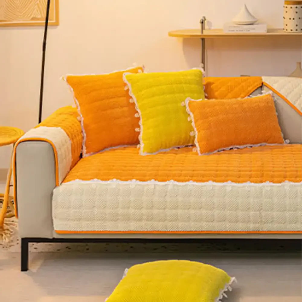 Housse de canapé en velours côtelé chaude et résistante aux éraflures