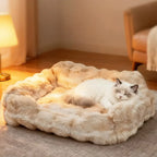 Lit moelleux en velours faux lapin pour chiens et chats