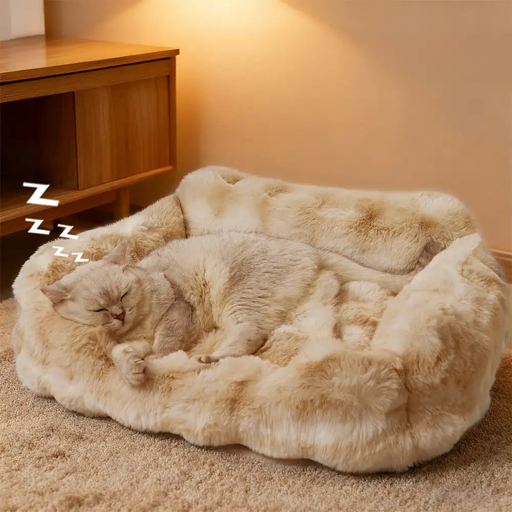 Lit moelleux en velours faux lapin pour chiens et chats