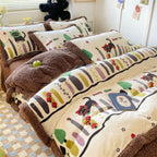 Ensemble de draps réversibles en velours de lait et sherpa à imprimé floral