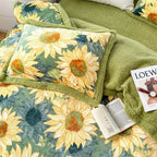 Ensemble de draps réversibles en velours de lait et sherpa à imprimé floral