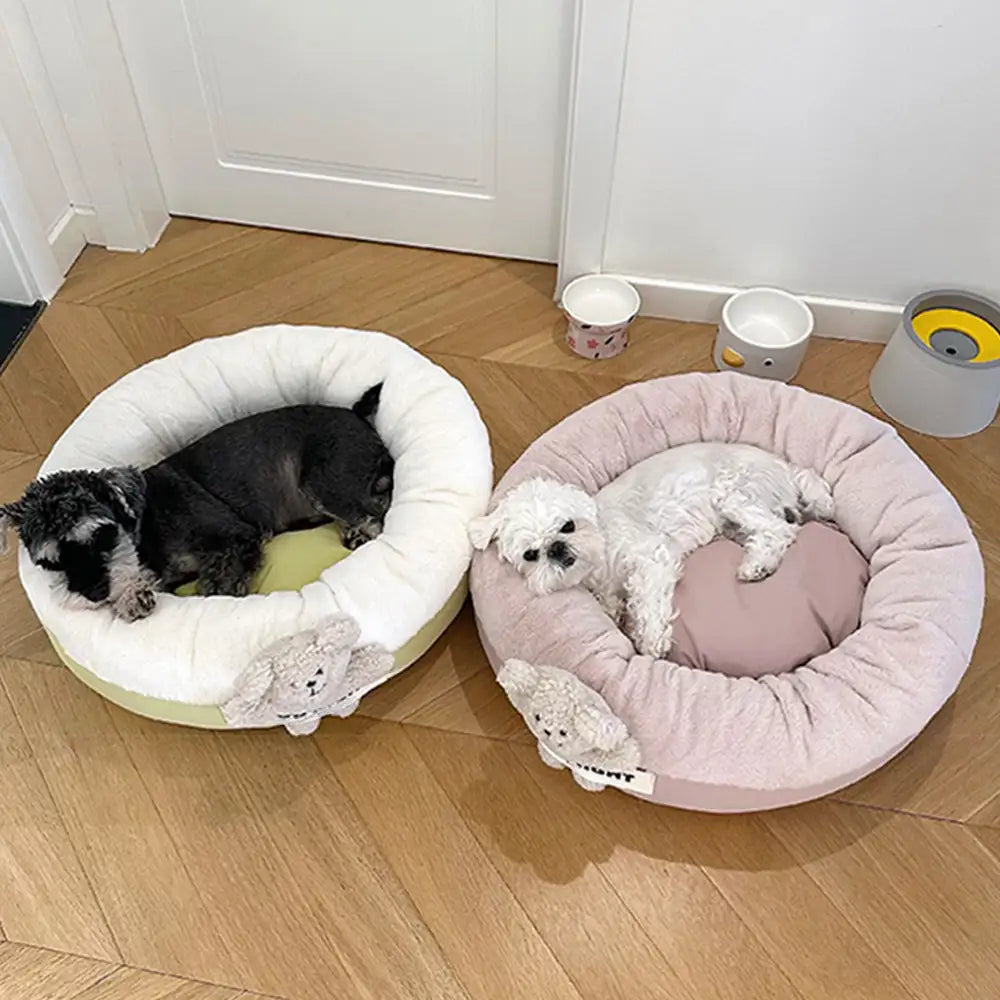 Bonne nuit lit apaisant pour chien avec sommeil profond et jouet ours