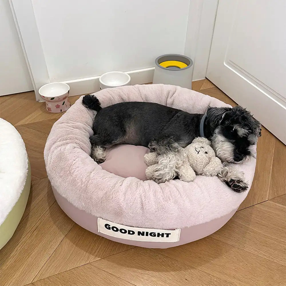 Bonne nuit lit apaisant pour chien avec sommeil profond et jouet ours