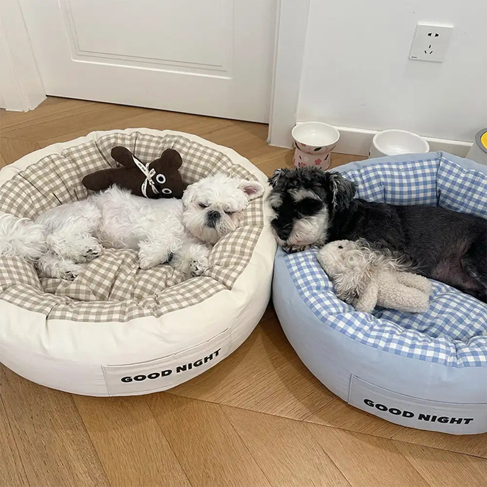 Bonne nuit lit apaisant pour chien avec sommeil profond et jouet ours