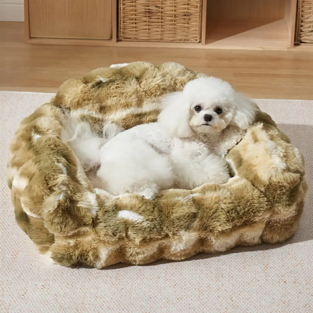 Canapé lit en peluche confortable pour chiens et chats tie dye jungle secret