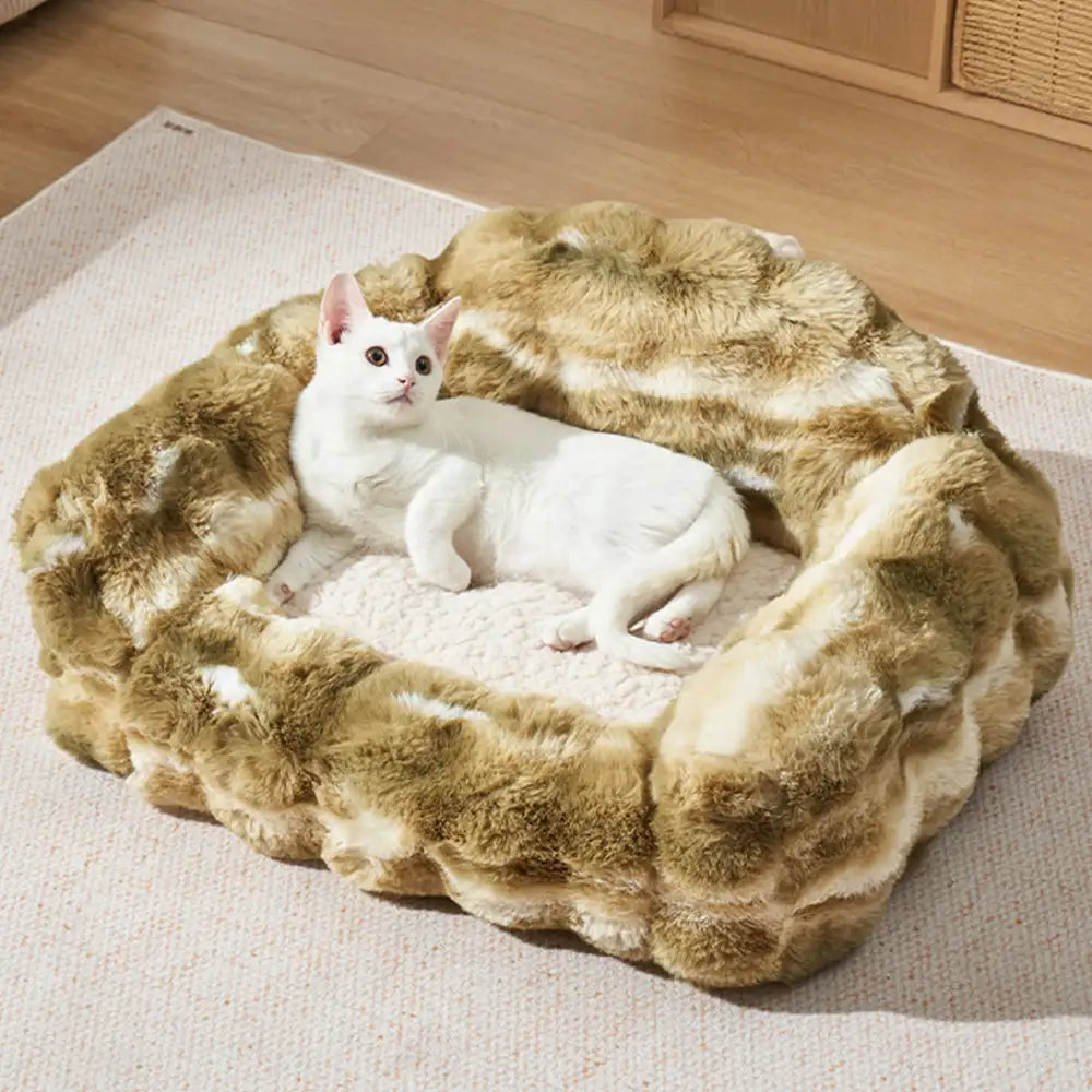 Canapé lit en peluche confortable pour chiens et chats tie dye jungle secret
