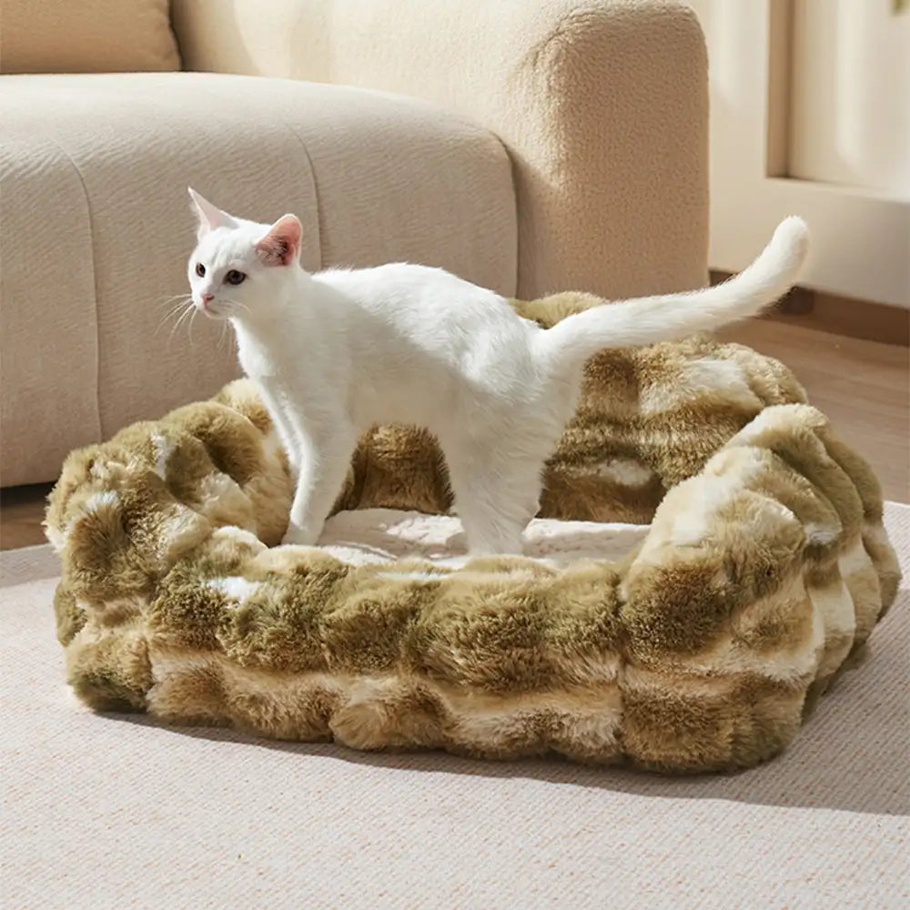 Canapé lit en peluche confortable pour chiens et chats tie dye jungle secret