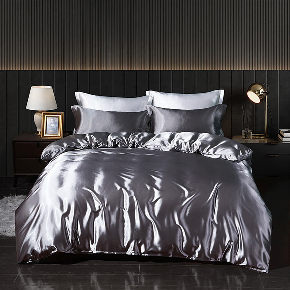 Parure de draps de lit en satin double face brillant luxueux et rafraîchissant