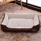 Lit pour chien luxe faux cuir doux polaire lavable