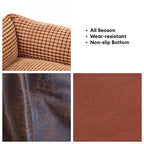 Lit pour chien luxe faux cuir doux polaire lavable