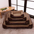 Lit pour chien luxe faux cuir doux polaire lavable