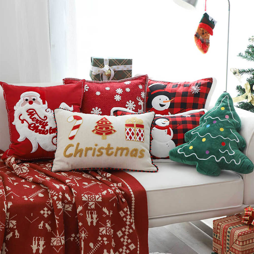 Coussin décoratif pour canapé lombaire pour la maison motif joyeux Noël
