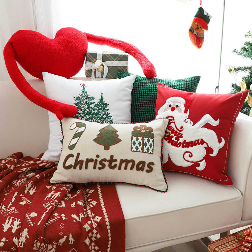 Coussin décoratif pour canapé lombaire pour la maison motif joyeux Noël