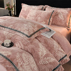 Parure de lit en velours lait à bordure florale 3D douce de qualité supérieure