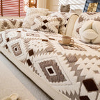 Couvre-canapé moderne géométrique épais en peluche anti-rayures et antidérapant