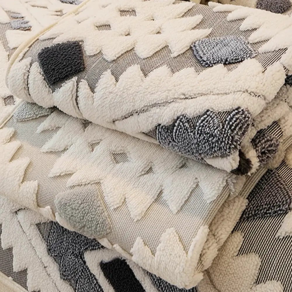 Couvre-canapé moderne géométrique épais en peluche anti-rayures et antidérapant