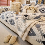 Couvre-canapé moderne géométrique épais en peluche anti-rayures et antidérapant