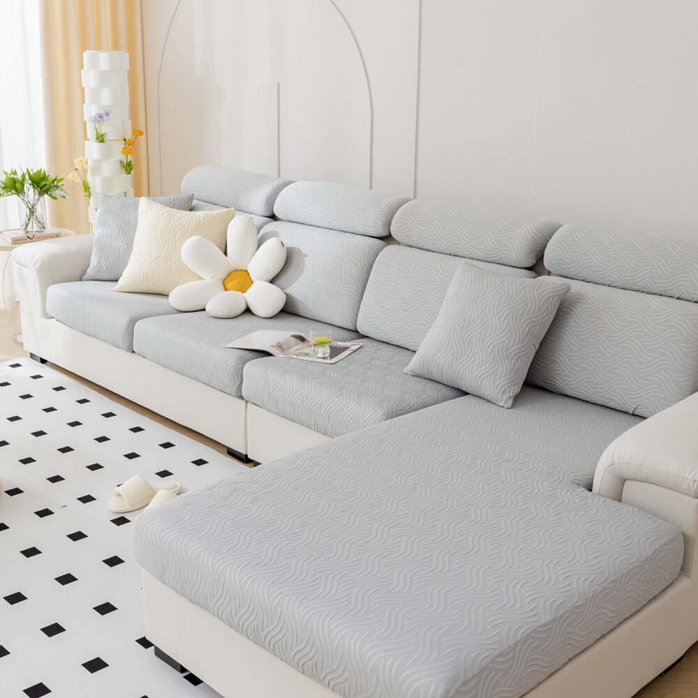 Housse de canapé extensible en soie glacée résistante à l’eau et aux taches