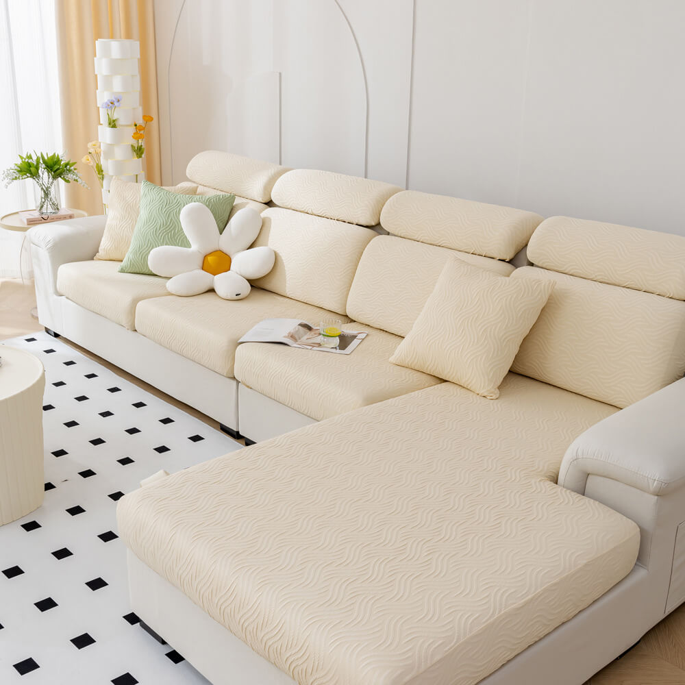Housse de canapé extensible en soie glacée résistante à l’eau et aux taches
