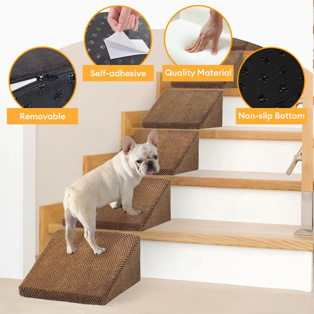 Rampes d'escalier modulaires en mousse pour chiens avec fixation Velcro