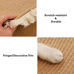 Tapis en jute tissé à la main style nordique durable avec franges pour chat