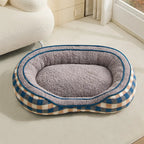 Lit chien velours Teddy ovale grand espace confortable sommeil profond forme donut