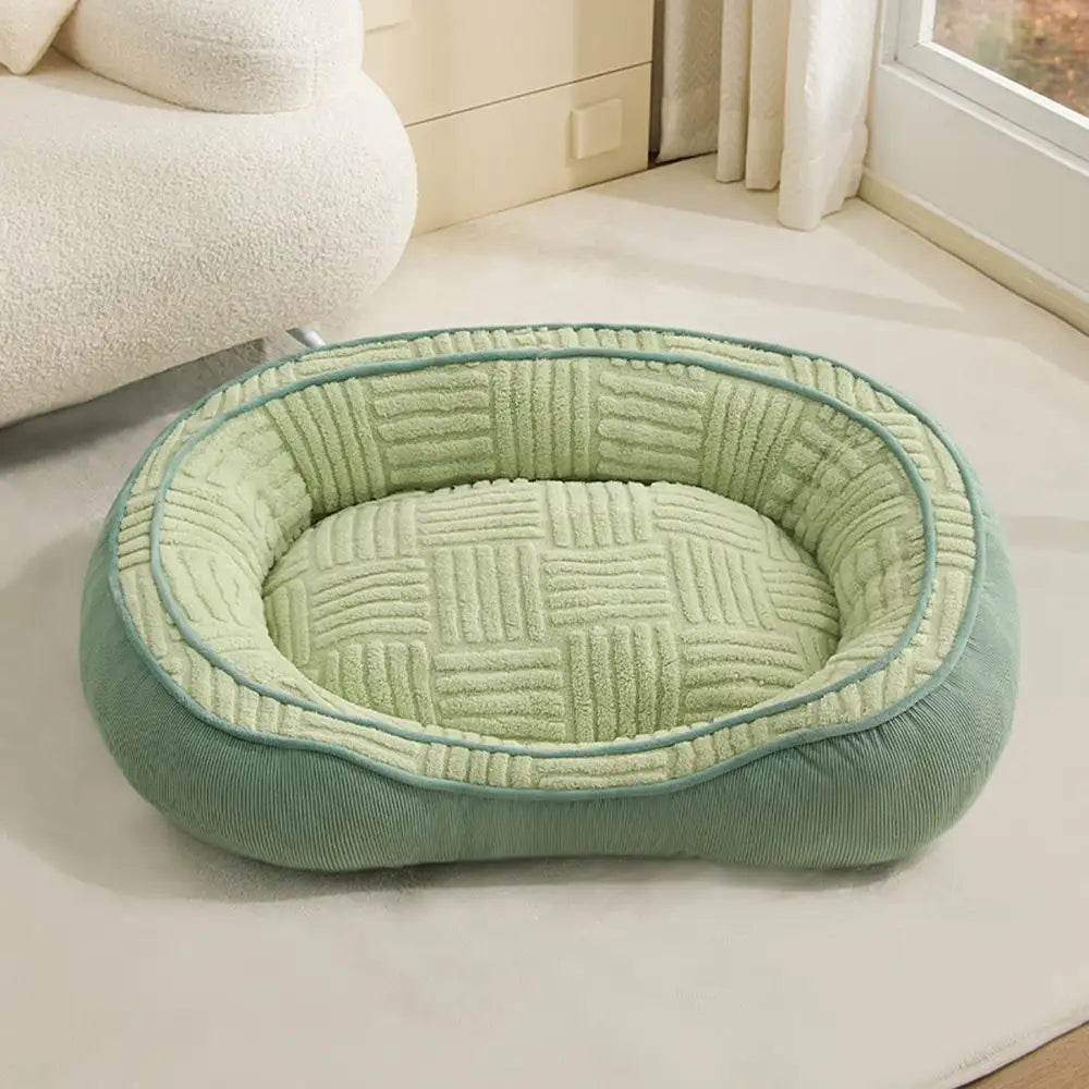 Lit chien velours Teddy ovale grand espace confortable sommeil profond forme donut