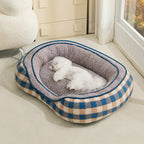 Lit chien velours Teddy ovale grand espace confortable sommeil profond forme donut