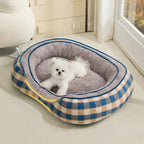 Lit chien velours Teddy ovale grand espace confortable sommeil profond forme donut