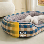 Lit chien velours Teddy ovale grand espace confortable sommeil profond forme donut