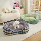 Lit chien velours Teddy ovale grand espace confortable sommeil profond forme donut