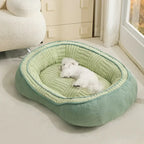 Lit chien velours Teddy ovale grand espace confortable sommeil profond forme donut