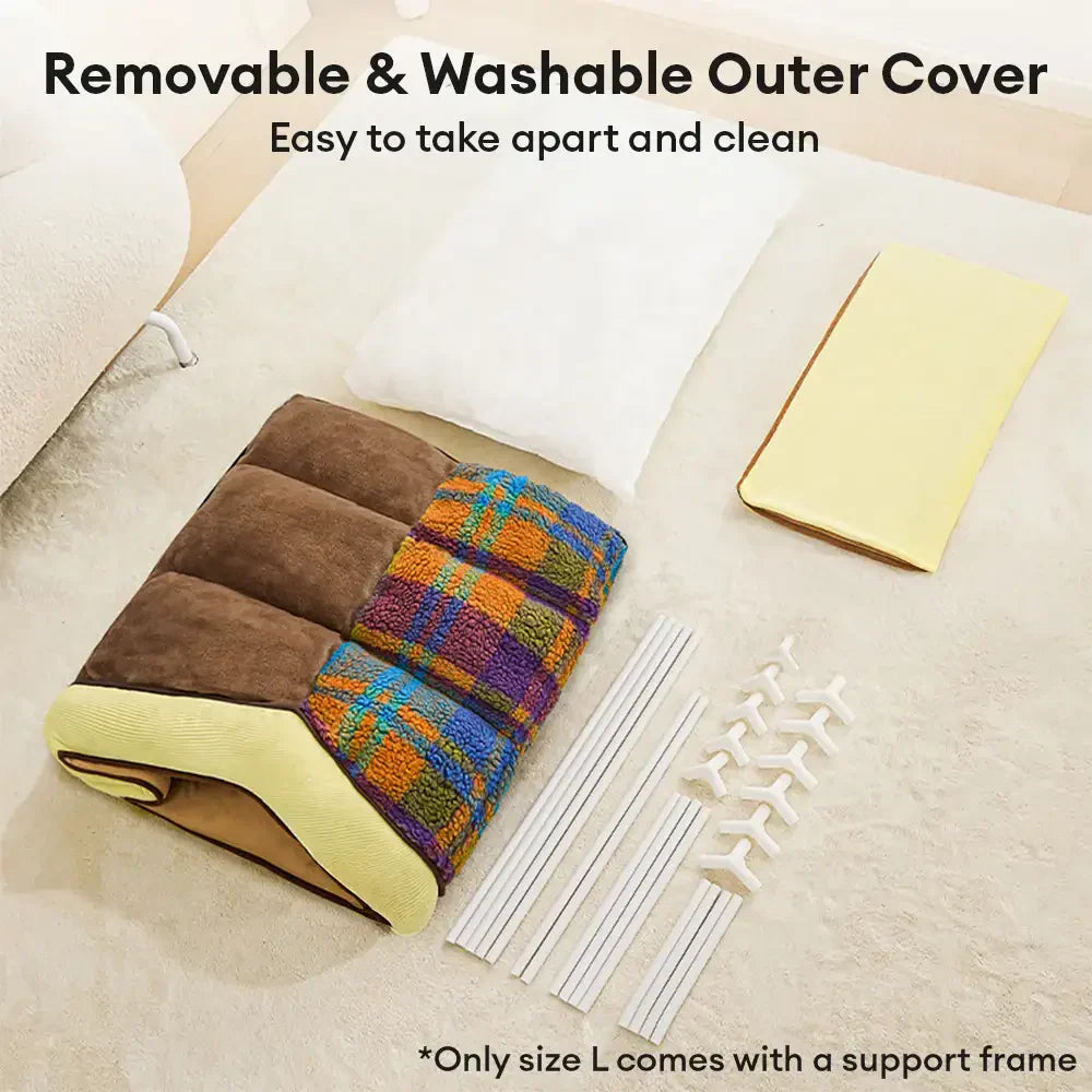 Lit pour chien et chat en forme de cave en plaid rétro chaleureux et douillet - Maison rétro