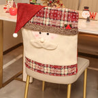 Housse de dossier de chaise décorative de Noël ludique avec élan et bonhomme de neige