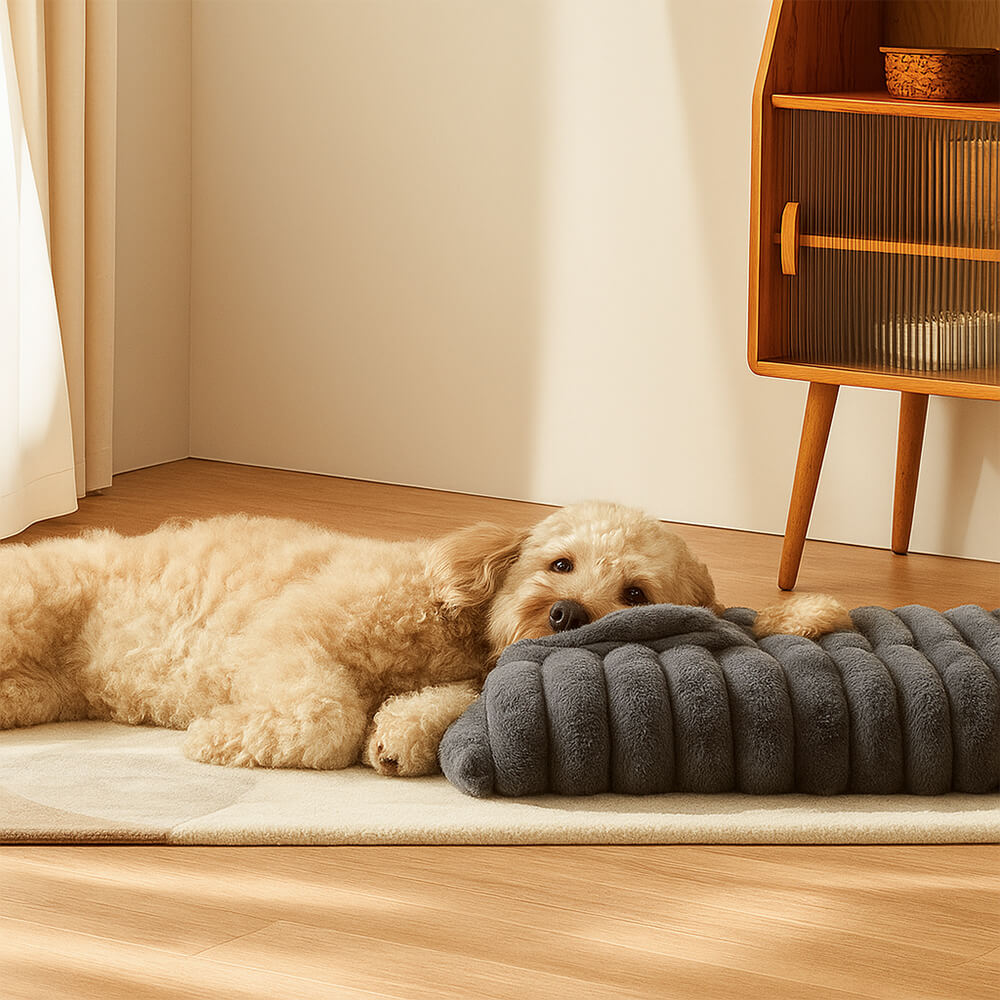 Coussin épais en peluche douillet pour chien avec oreiller apaisant