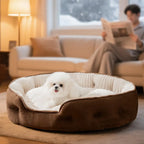 Lit pour chien rond en peluche chaud et confortable pour un sommeil douillet