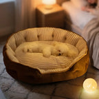Lit pour chien rond en peluche chaud et confortable pour un sommeil douillet
