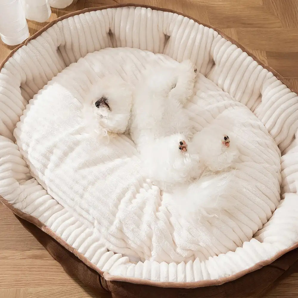 Lit pour chien rond en peluche chaud et confortable pour un sommeil douillet