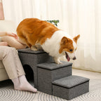 Escalier pour chien pliable multifonction portable avec espace de rangement et maisonnette