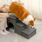 Escalier pour chien pliable multifonction portable avec espace de rangement et maisonnette