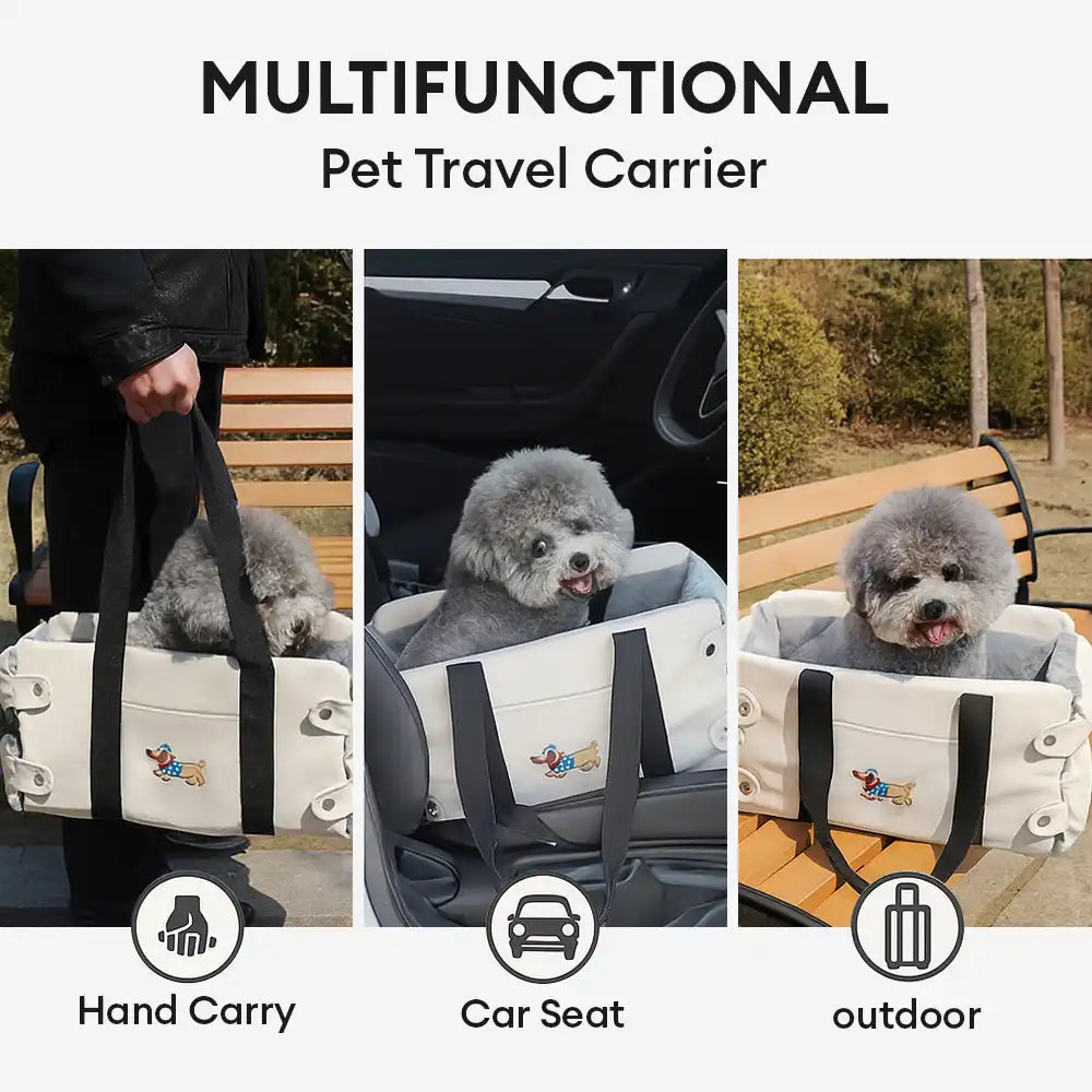 Siège auto pour animaux en similicuir imperméable console centrale portable pour voyages