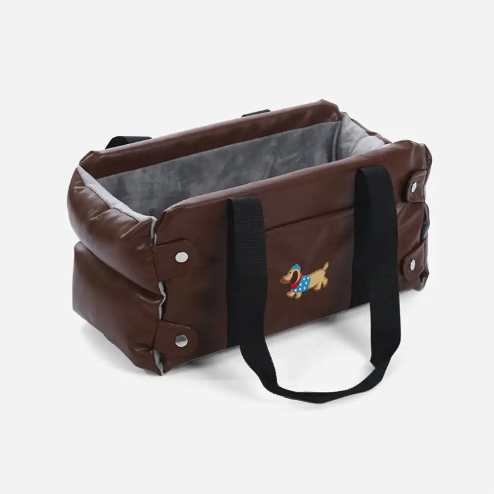 Siège auto pour animaux en similicuir imperméable console centrale portable pour voyages