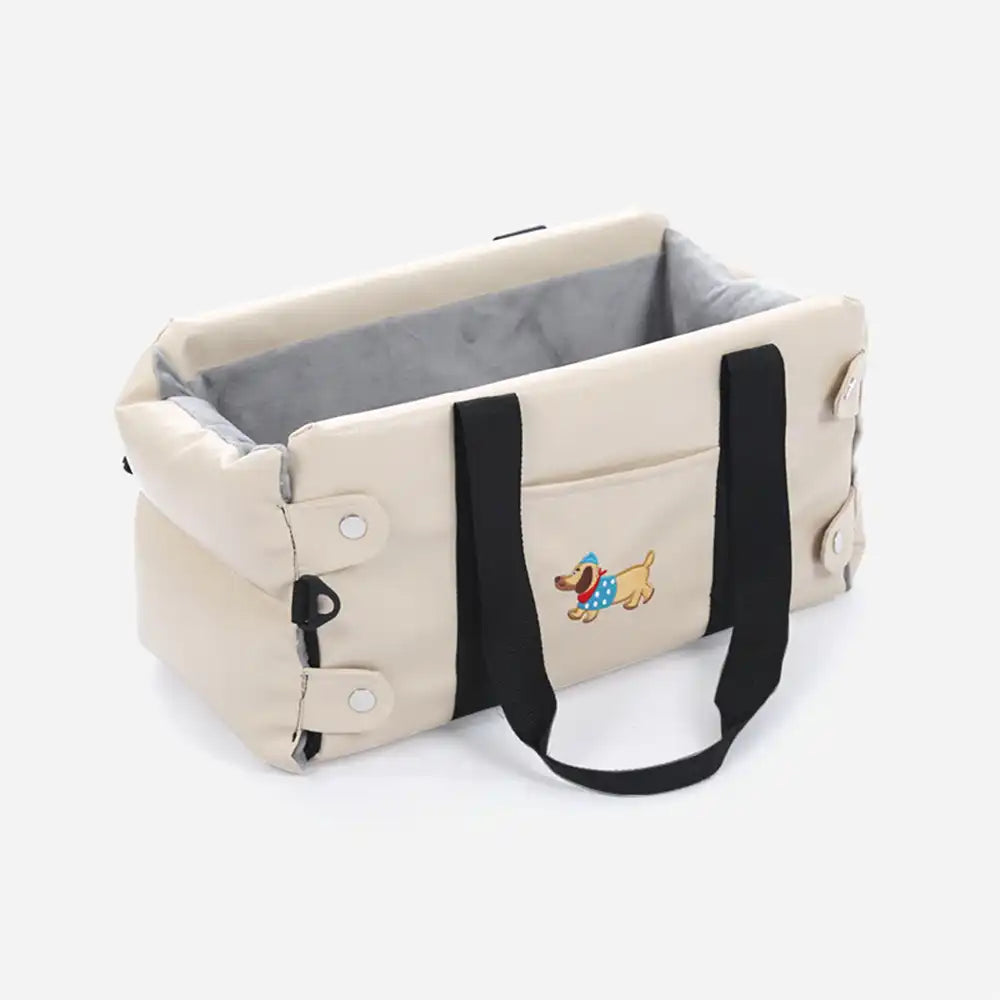 Siège auto pour animaux en similicuir imperméable console centrale portable pour voyages