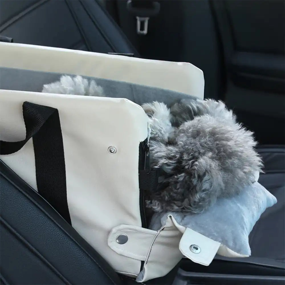 Siège auto pour animaux en similicuir imperméable console centrale portable pour voyages