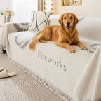 Housse de canapé simple en peluche double face résistante aux rayures confortable - Feux d'artifice