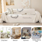 Housse de canapé simple en peluche double face résistante aux rayures confortable - Feux d'artifice