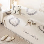 Housse de canapé simple en peluche double face résistante aux rayures confortable - Feux d'artifice