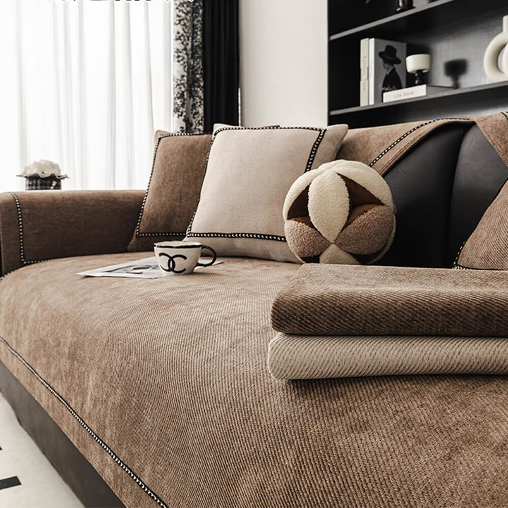 Housse de canapé en chenille antidérapante à poids élevé jacquard moderne et simple
